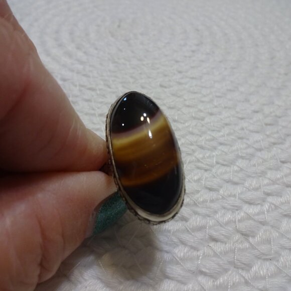 Beautiful MONTANA AGATE Handmade Sterling 925 Ring Size 9 #759C - Picture 2 of 3